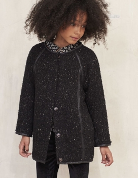 IKKS city black reversible teddy coat noir